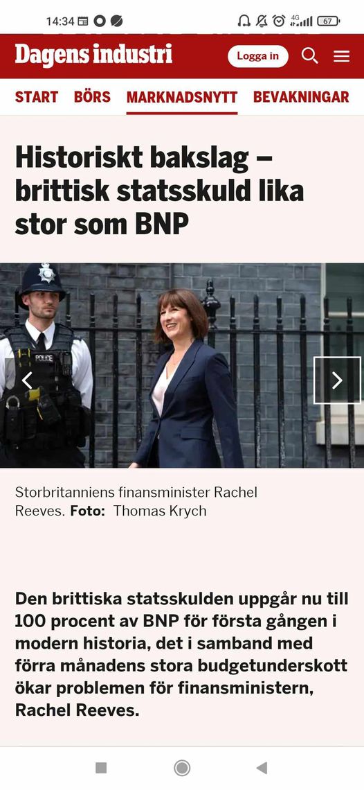 Brittiska Statsskulden Lika Stor Som BNP