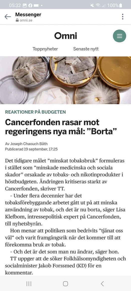 Tobaksbruk & Rasande Cancerfond