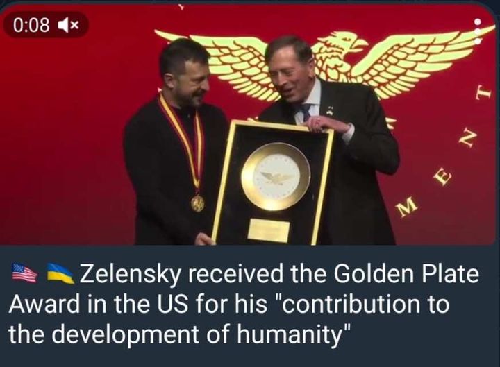 Zelensky Guldplatteprisad För Bidrag Till Den Mänskliga Utvecklingen