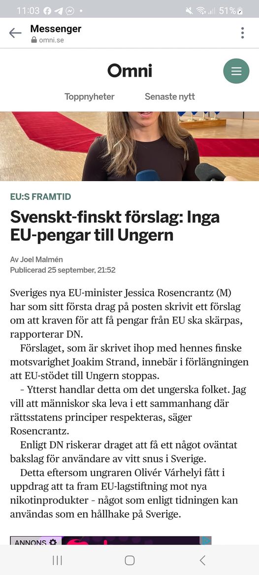 Sverige-Finland Vill Stoppa EU-Pengar Till Ungern