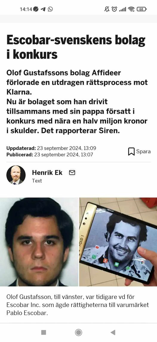 Olofs Affideer I Konkurs