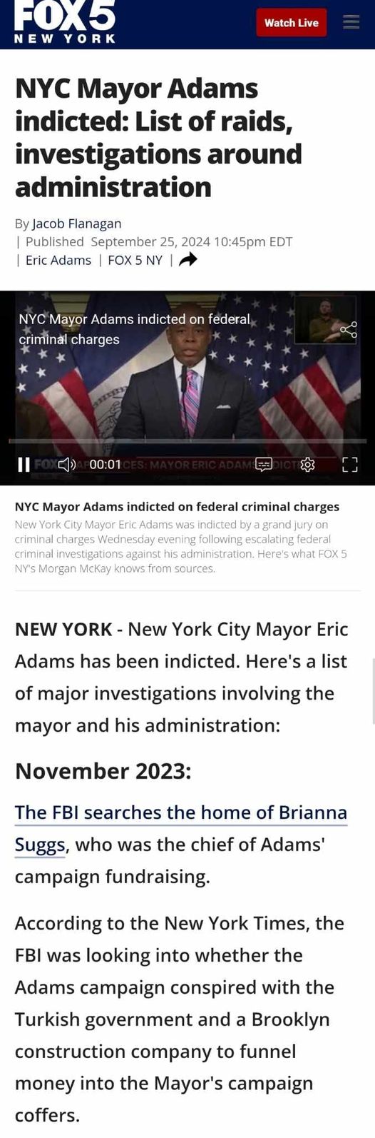 NYC Borgmästare Åtalad