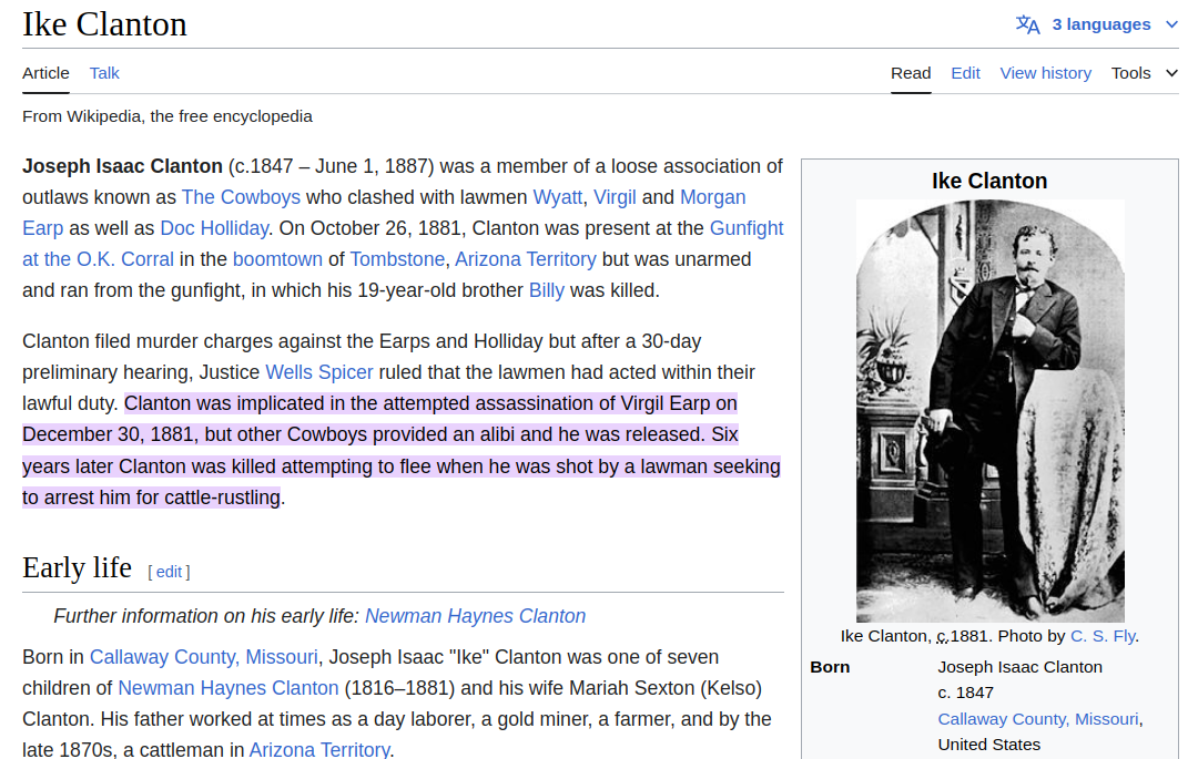 Vilda Västern - Ike Clanton