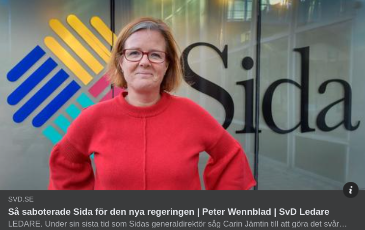 Saboterande SIDA-Generaldirektör Jämtin