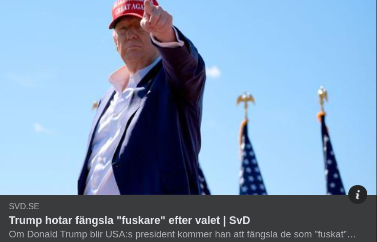 Trump Fängelsehotar "Fuskare" I SvD