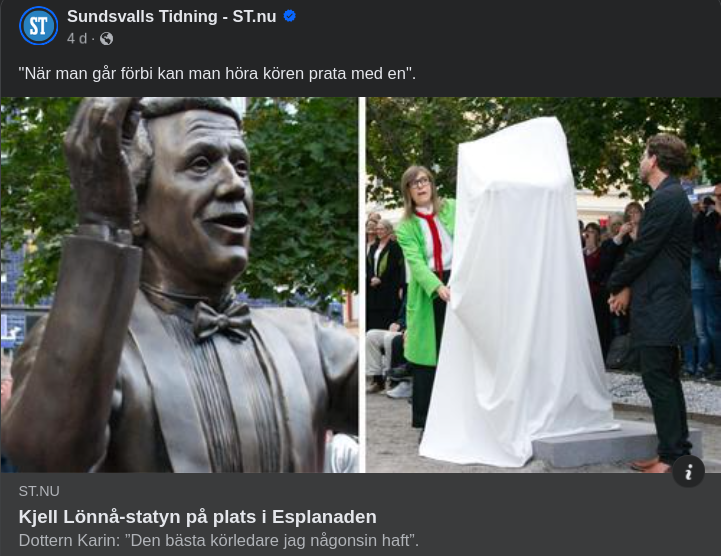 Lönnå-Staty På Plats I Esplanaden