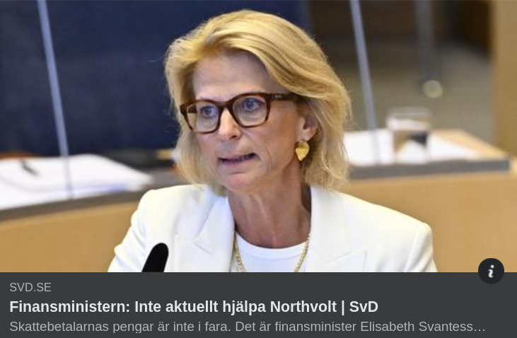 Statlig Northvolthjälp Inte Aktuellt