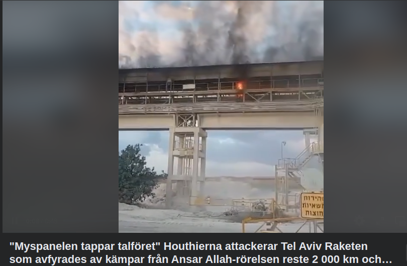 Houthierraketträff I Tel Aviv..