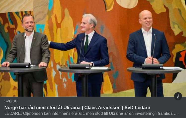 Norska Oljefonden Har Råd Att Finansiera Ukrainakriget I SvD