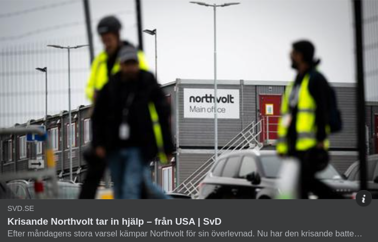 Amerikansk Hjälp För Omstrukturerande Northvolt