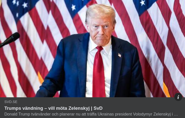 Trump Vänder & Möter Zelensky