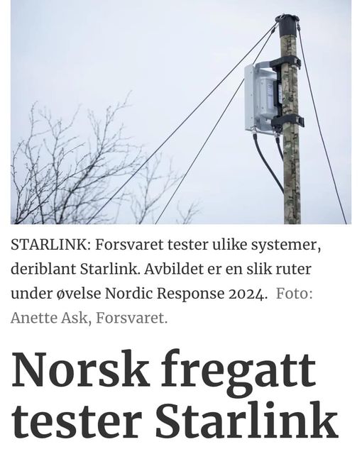 Starlinktestande Norsk Fregatt