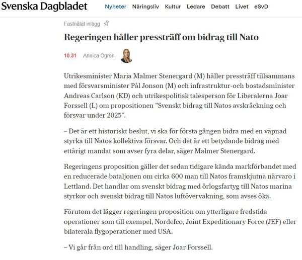 Pressträff Om Svenskt Natobidrag