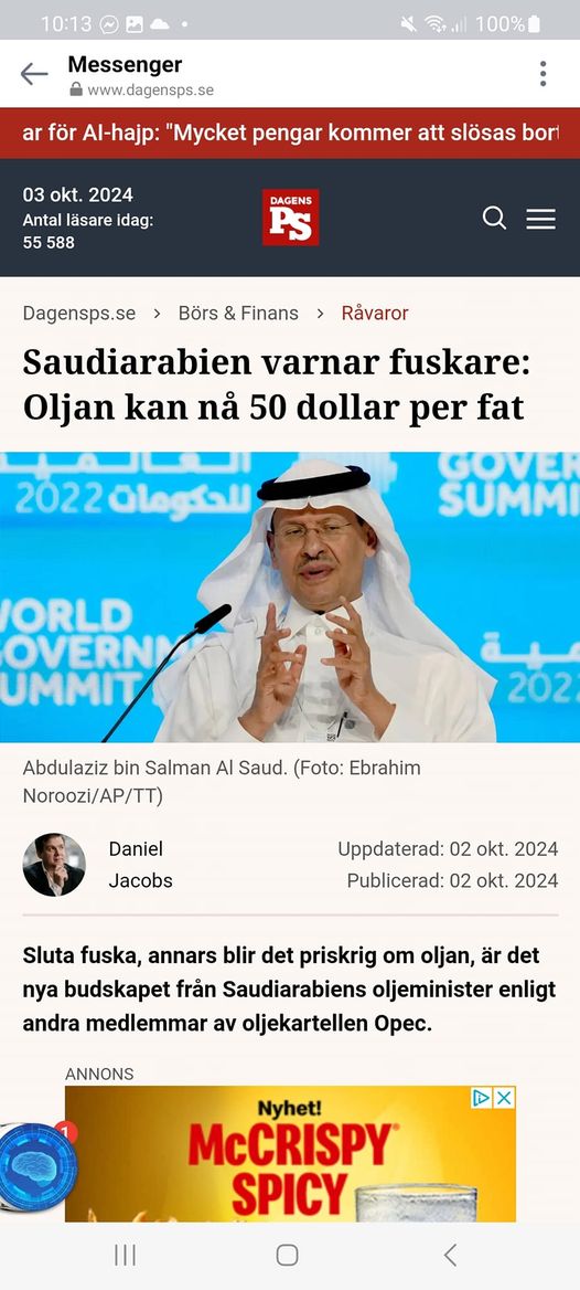 Oljeprisvarnande Saudiarabien