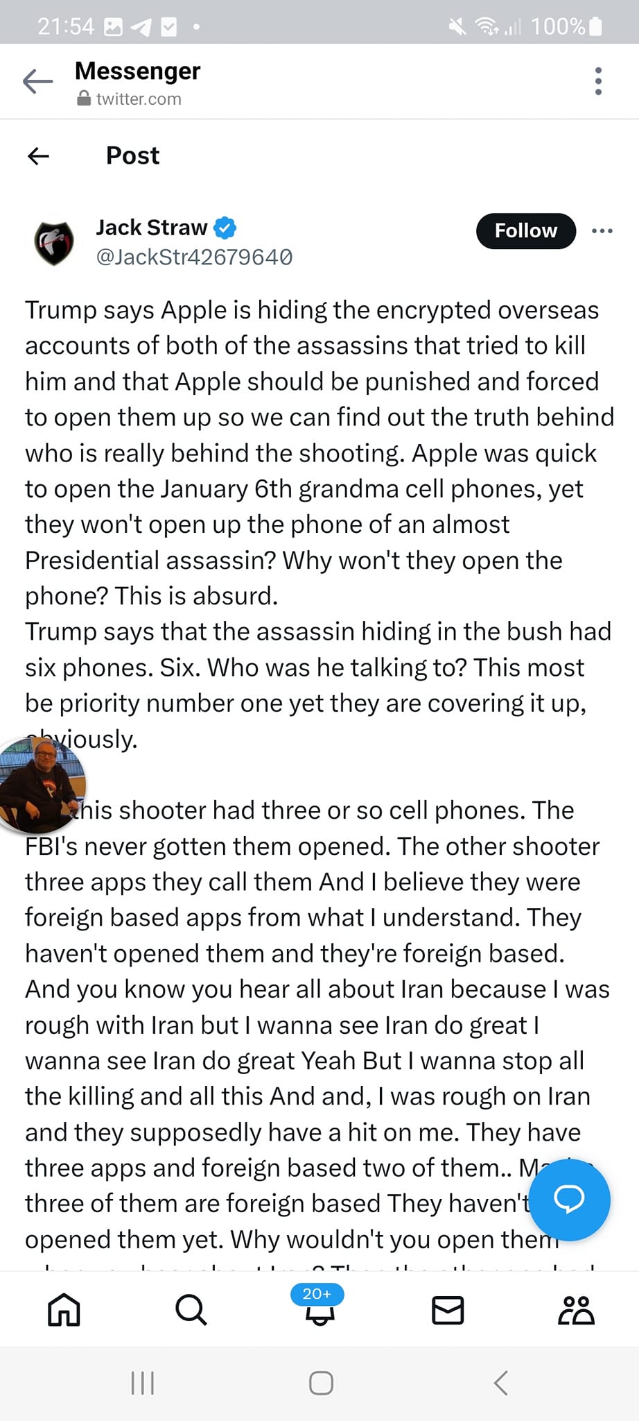 Trump, Apple & Presidentmördartelefoner