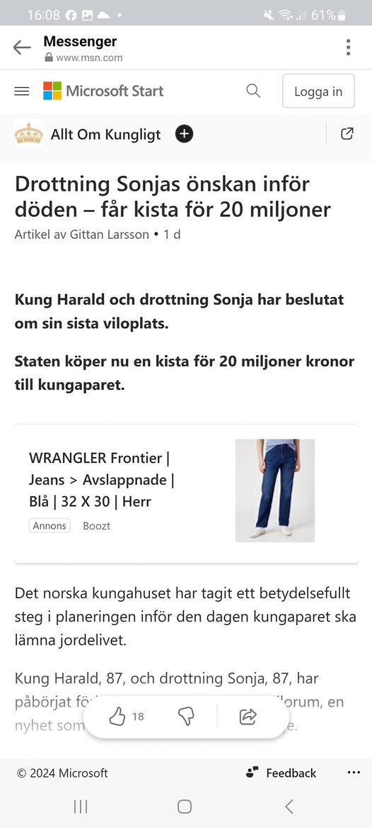 20-Miljoners Kista Till Norska Kungaparet