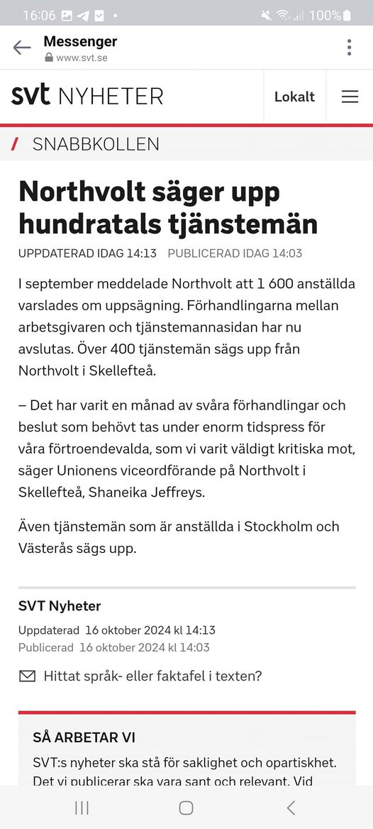 Northvolt Säger Upp Över 400 Tjänstemän