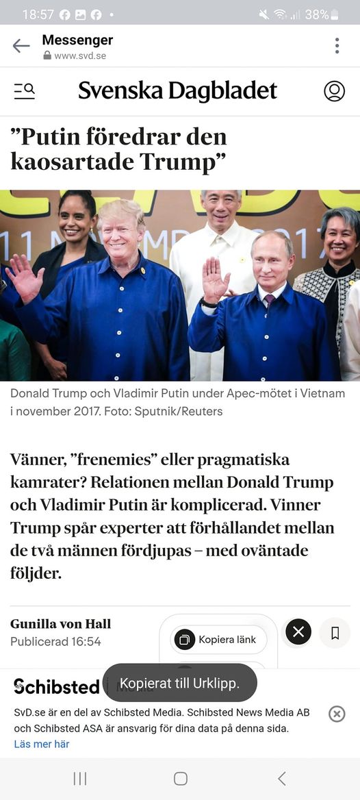 Putin Föredrar Trump I SvD