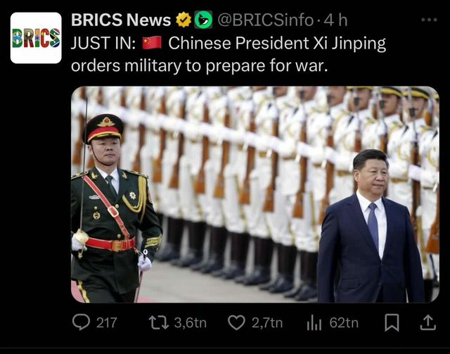 Xi Beordrar Armén Att Förbereda Sig För Krig