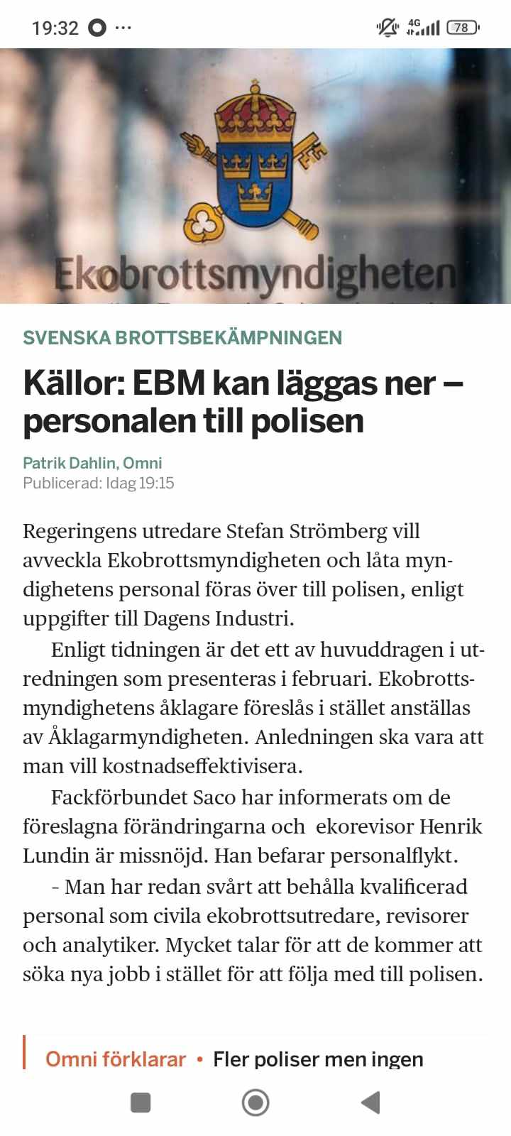 EBM Nedläggningsrekommenderat