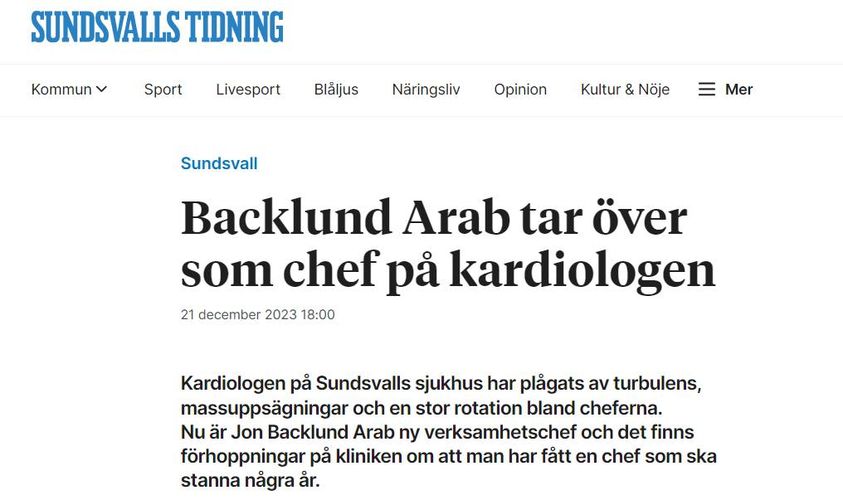 Kardiologchef I Sundsvall Sedan December 2023