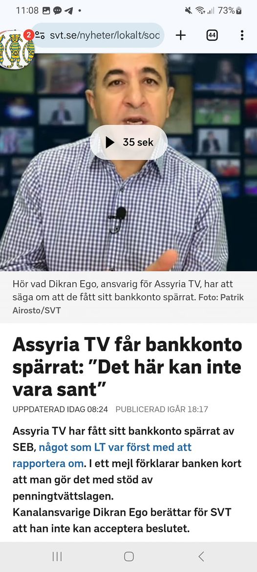 SEB Spärrar Bankkontot För Assyria TV