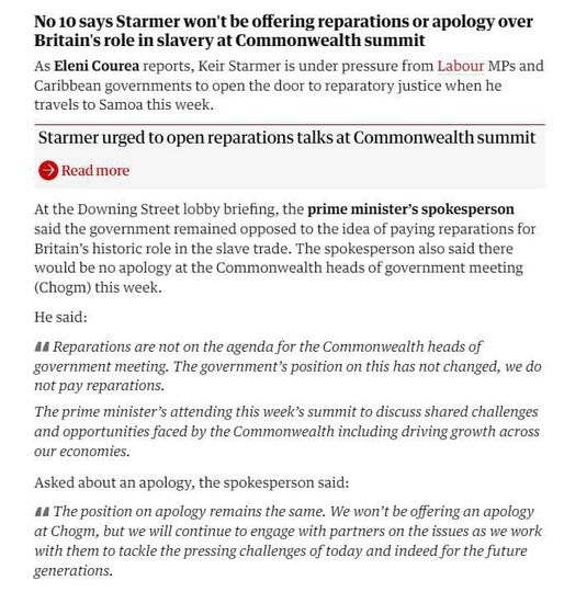 Inget Brittiskt Skadestånd Eller Ursäkt För Historisk Slaveriroll