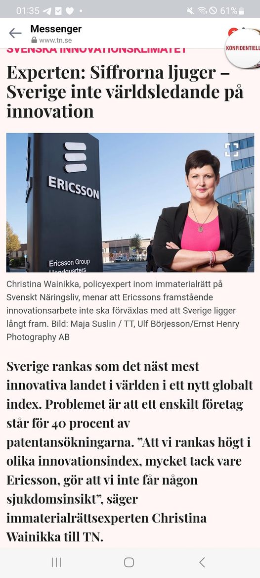 Svenska Immaterialrättsljugande Innovationssiffror