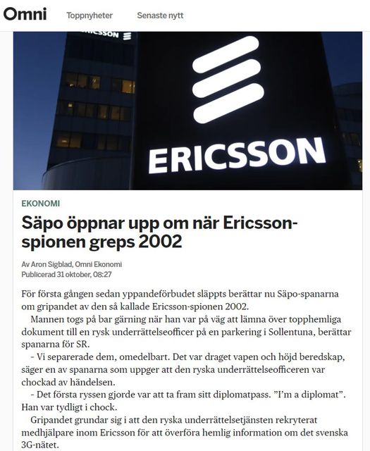 Säpo Om Ericsson-Spionen 2002