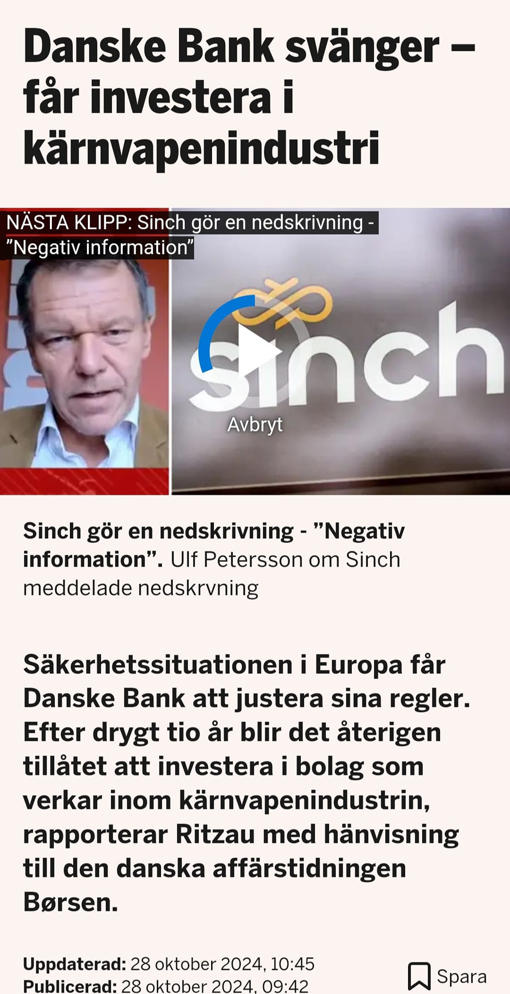 Danske Bank & Kärnvapenindustriinvesteringstillåtelse