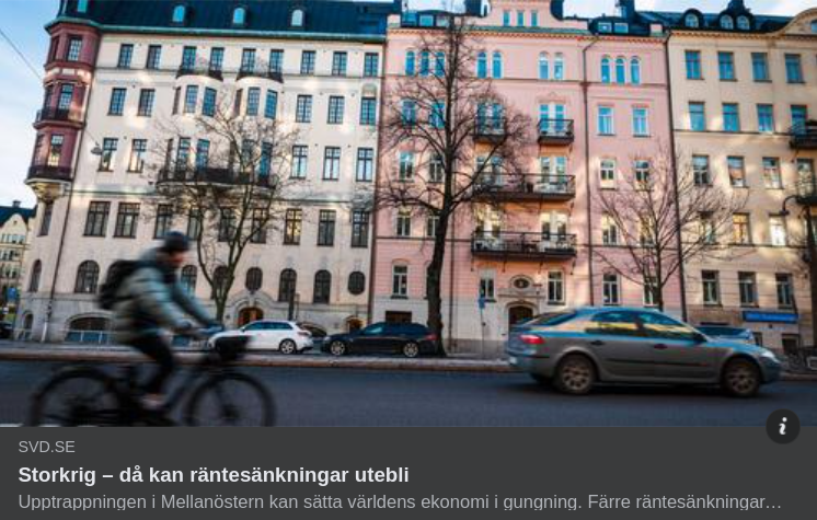 Storkrig & Utebliven Räntesänkning I SvD