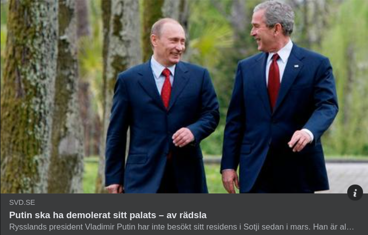Nojig & Rädd Putin Demolerar Palats I SvD