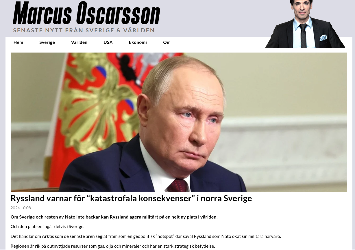 Rysk Varning För Katastrofala Konsekvenser I Norra Sverige