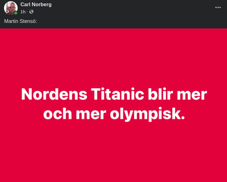 Alltmer Olympisk Titanic I Norden