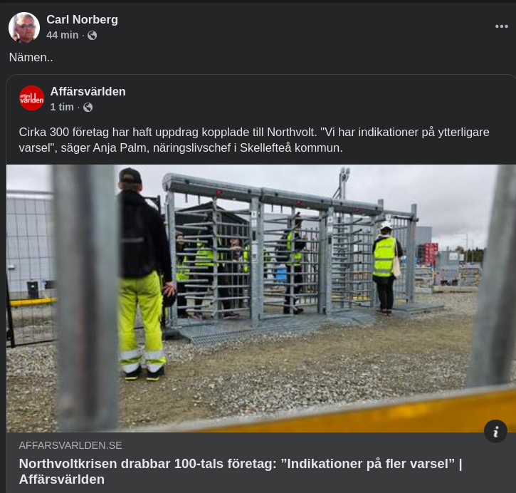 Företag I Northvoltskrisens Kölvatten