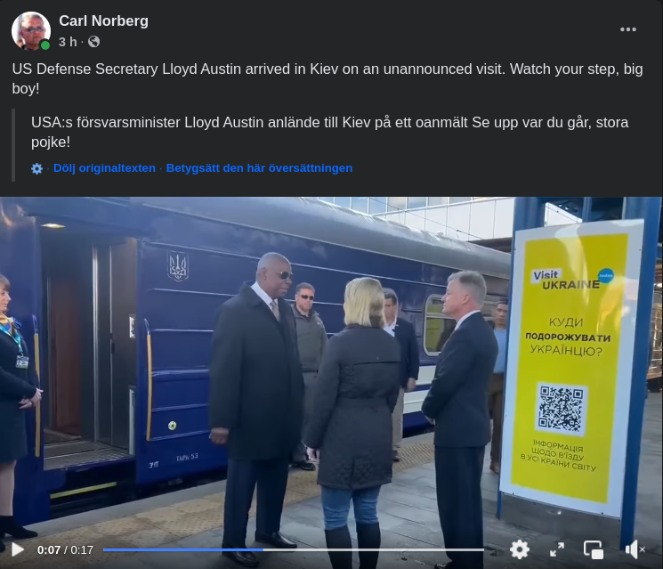 Lloyd Austin På Besök I Kiev