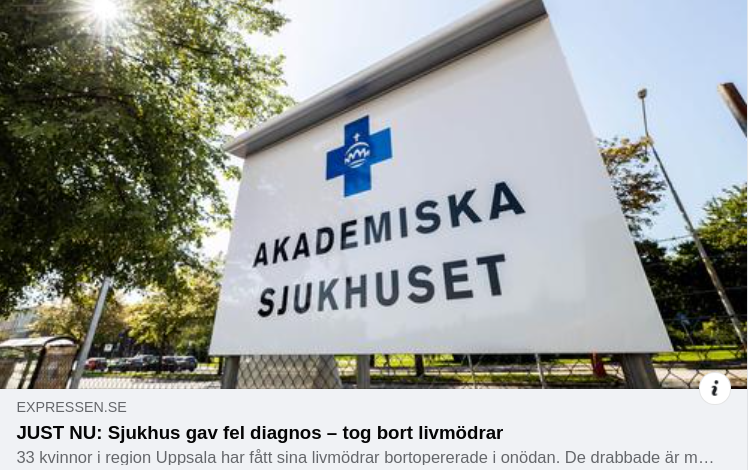 Feldiagnosticering Bakom 33 Bortopererade Livmödrar