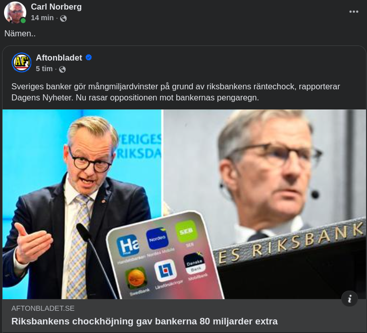 Mångmiljarder Till Bankerna Efter Räntechocken