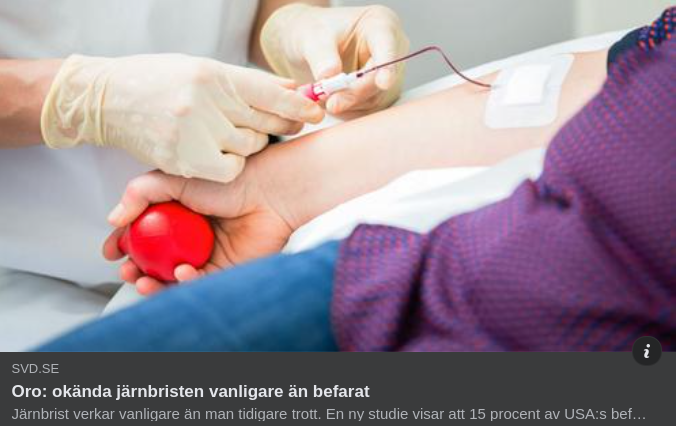 Okänd Järnbrist Vanligare Än Befarat