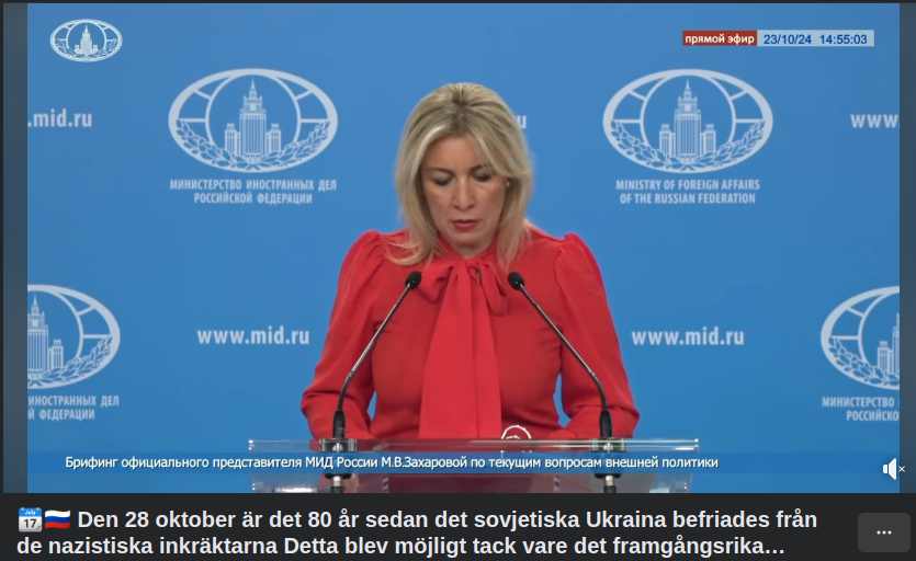 Zakharova & 80-Årsdagen Av Ukrainsk Nazistbefrielse