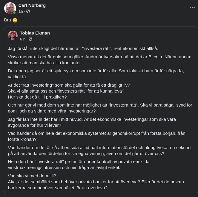 Ekonomiinvesterande Oförståelse..