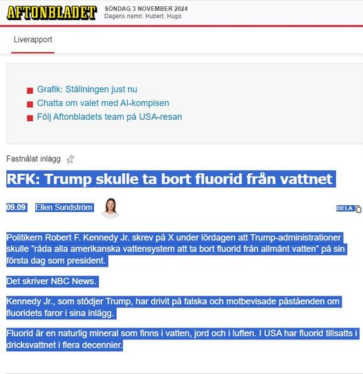 RFK, Trump & Flourid I Vattnet