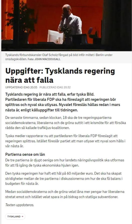 Nära Fall För Tysklands Regering