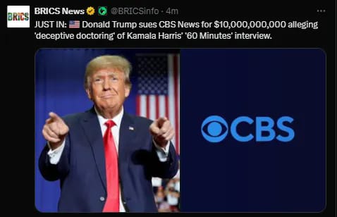 Trump Stämmer CBS På 10 000 000 000 Dollar
