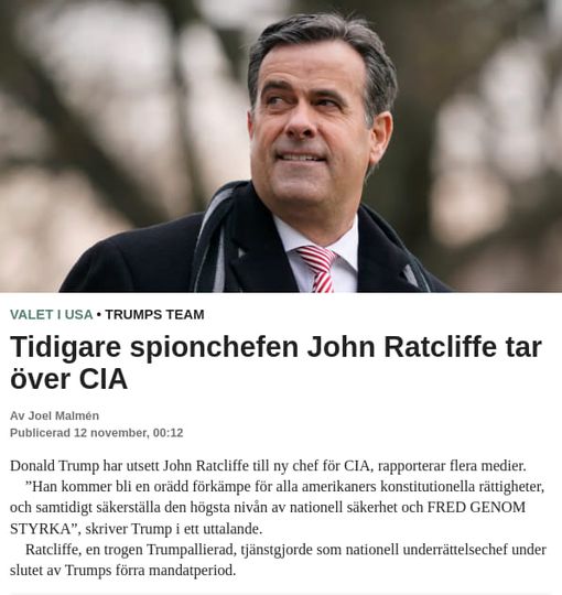 CIA För Ratcliffe