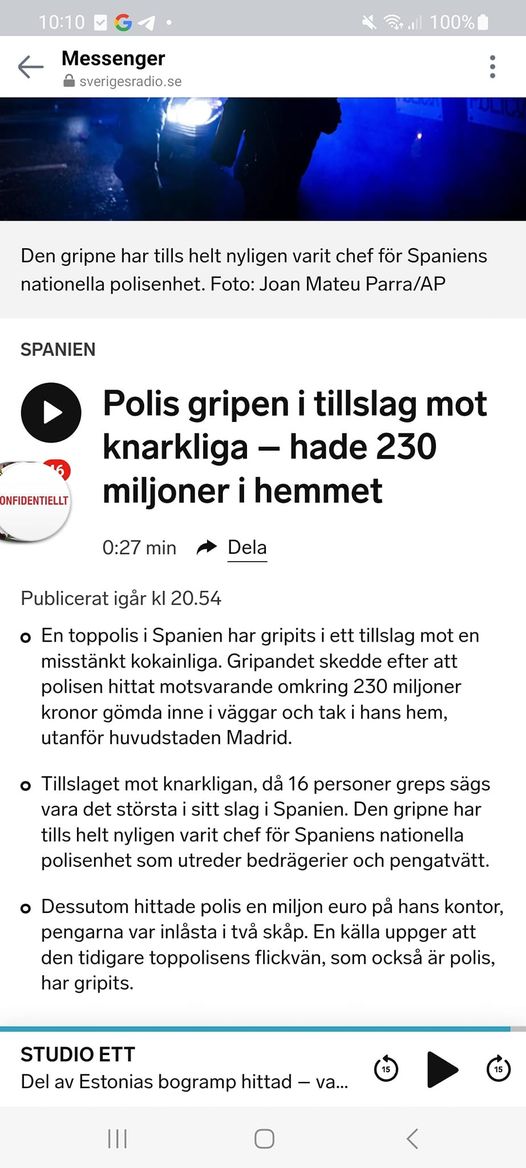 Spansk Polis Gripen Med 230 Miljoner