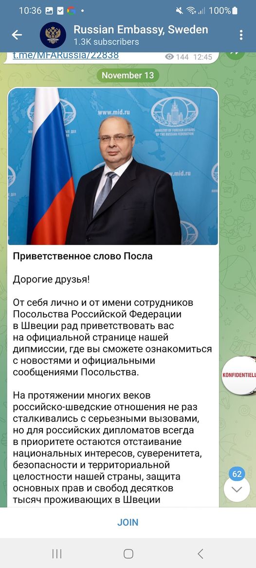 Välkomsttal Från Ambassadör Belyaev