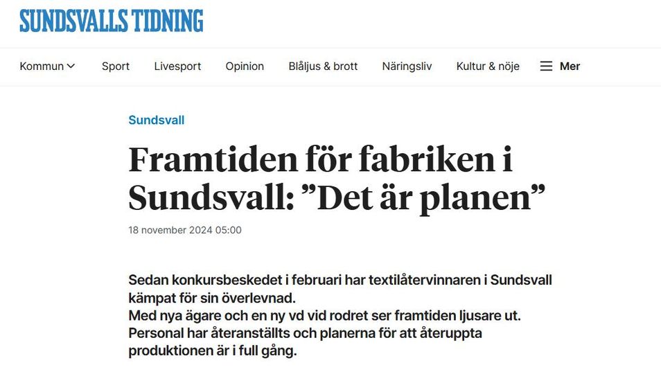 Fabriksframtidsplaner I Sundvall