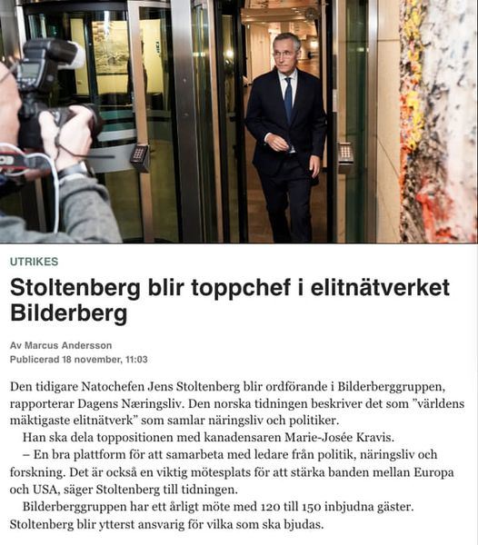 Stollenberg Ny Ordförande För Bilderberggruppen
