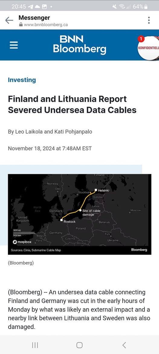Skadade Undervattenskablar I Östersjön